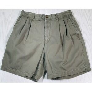 Vintage 90s Structure Pleated Shorts Mens 32 Gray Chino Cotton Preppy Classic 8"